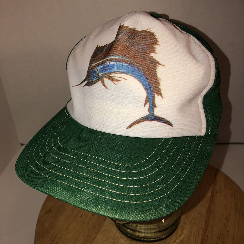 Vintage 70s SAILFISH USA Made Hat Cap Adjust-A-Tab Snapback Ocean Beach RARE